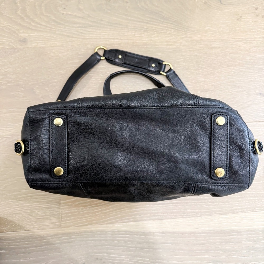Coach Ashley Vintage Satchel Boho Black Leather Gold Metal Shoulder Bag Medium - Picture 4 of 10